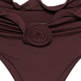 Slip bikini con dettagli fiori e volant in bordeaux Magda butrym - donna 