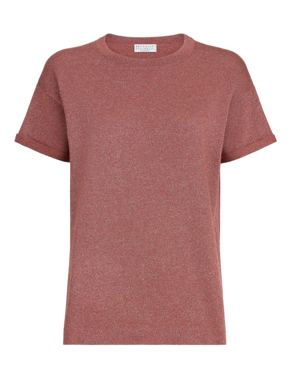 T-shirt girocollo in arancione Brunello cucinelli - donna 