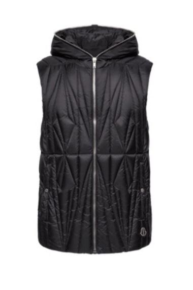 Gilet con cappuccio e design trapuntato geocamo in nero Rick Owens x Moncler - unisex<BR/> 
