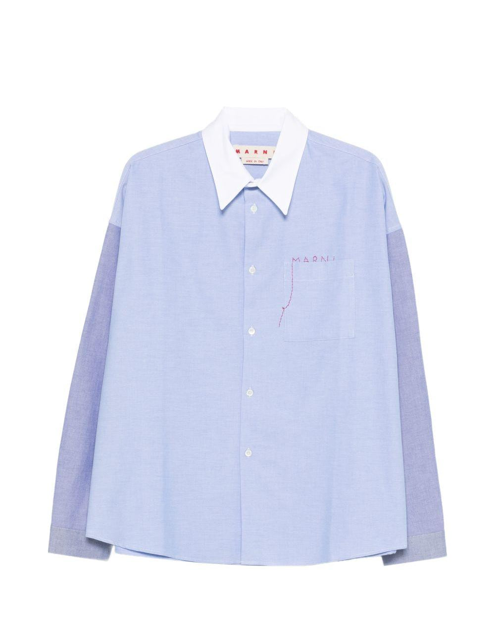 Camicia bicolore a maniche lunghe blu Marni - uomo 