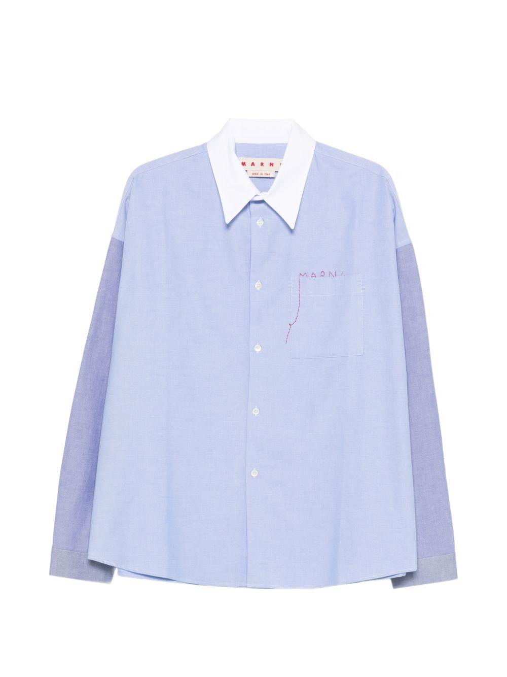 Camicia bicolore a maniche lunghe blu Marni - uomo 