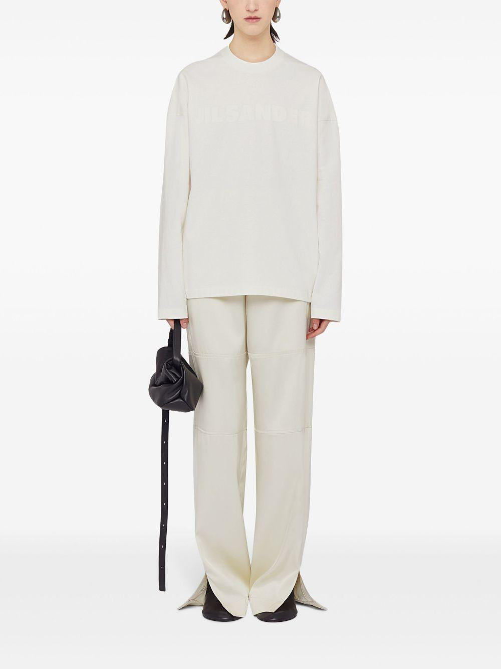 T-shirt con logo a maniche lunghe in bianco Jil sander - unisex 