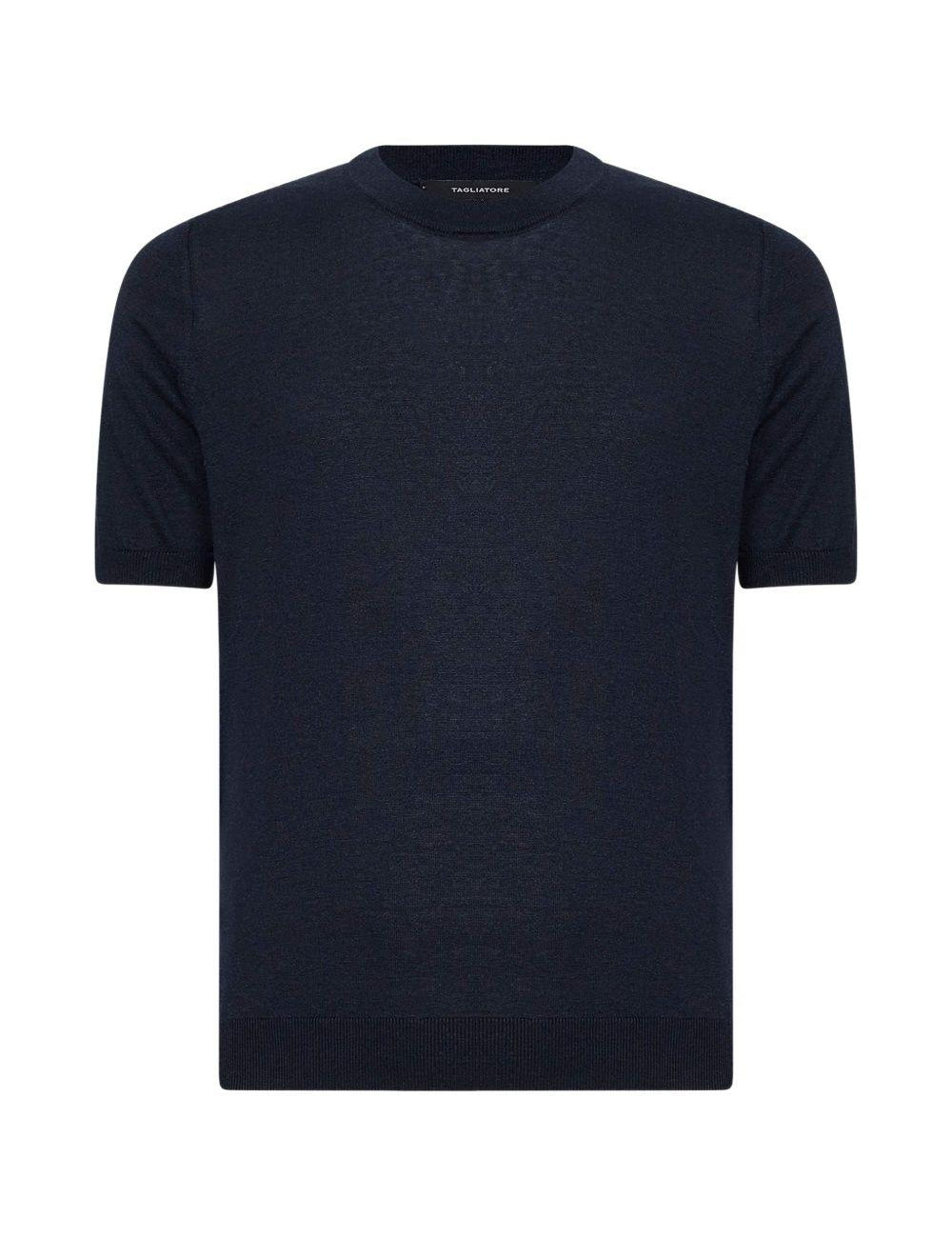 T-shirt girocollo in blu Tagliatore - uomo 