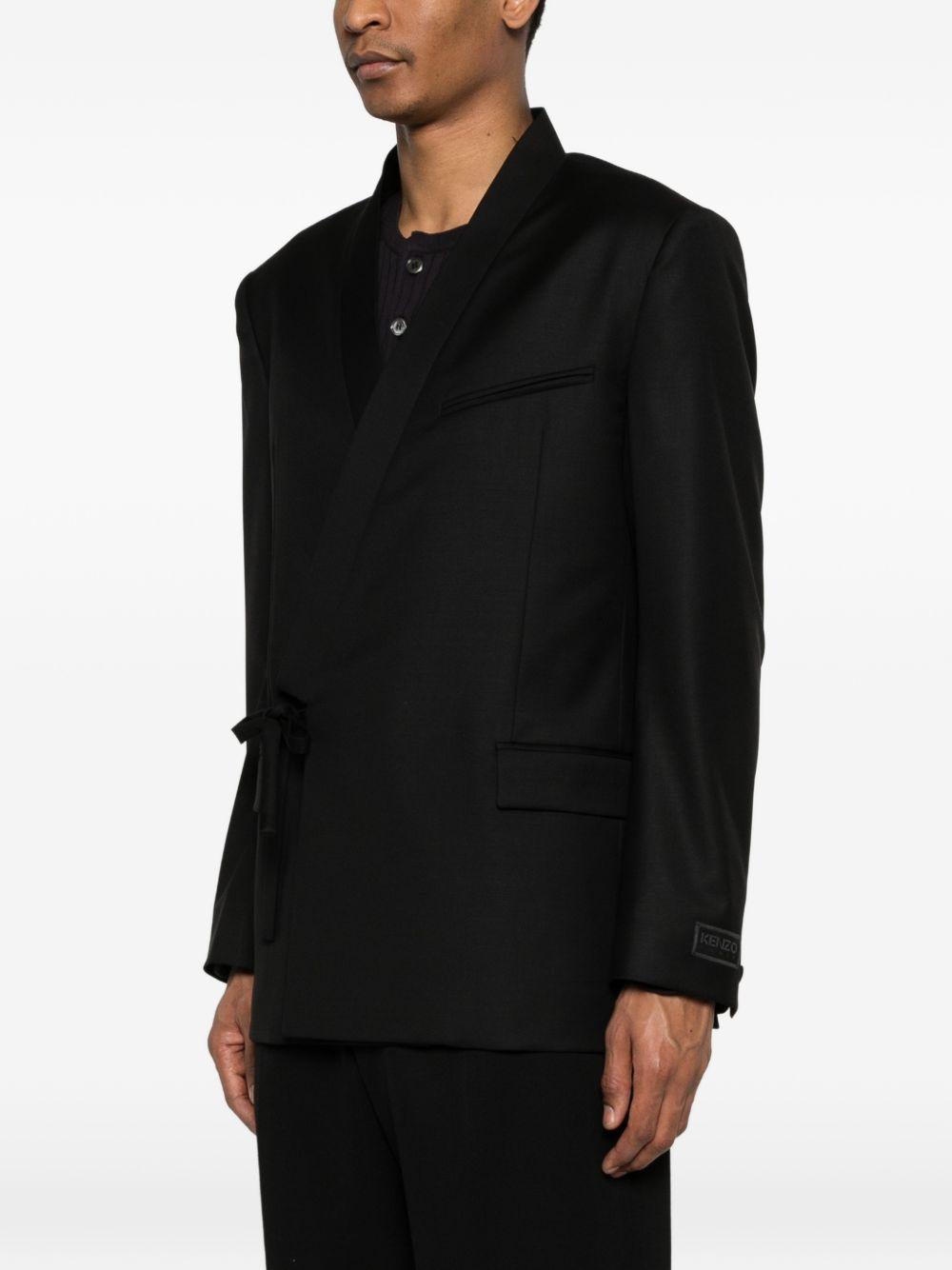 Blazer con chiusura a cravatta in nero Kenzo - uomo 