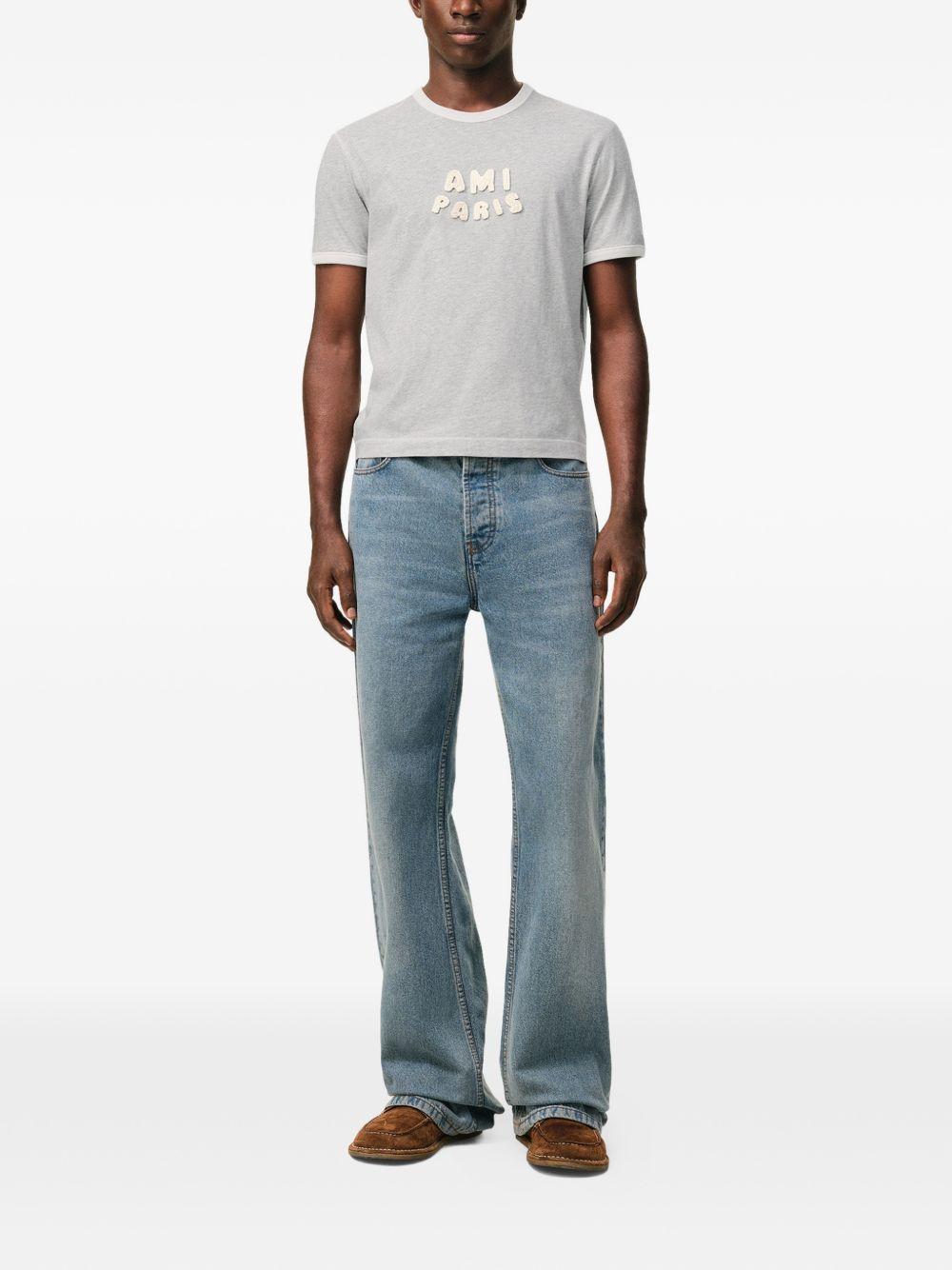 T-shirt con logo in grigio Ami paris - uomo 
