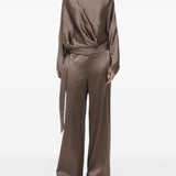 BLUSA Phoebe a maniche lunghe in seta in marrone Staud - donna 