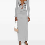 Abito lungo con drappeggio e scollo in grigio Christopher Esber - donna 