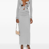 Abito lungo con drappeggio e scollo in grigio Christopher Esber - donna 