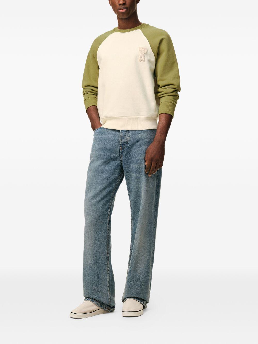 Felpa Ami De Coeur con applicazione in bianco e verde Ami paris - uomo 