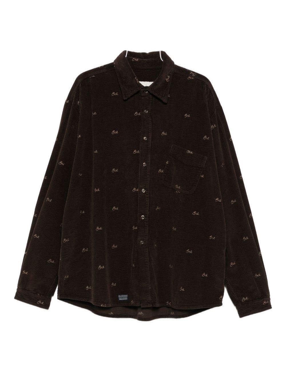 Camicia a coste con ricami  in marrone ERL - uomo 