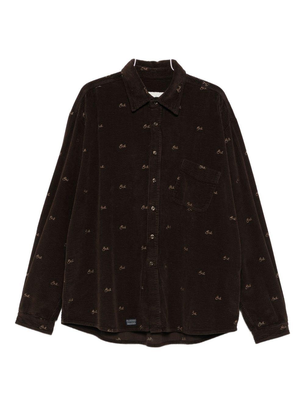 Camicia a coste con ricami  in marrone ERL - uomo 