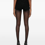 Shorts in maglia con pailletes in nero Alessandra rich - donna 