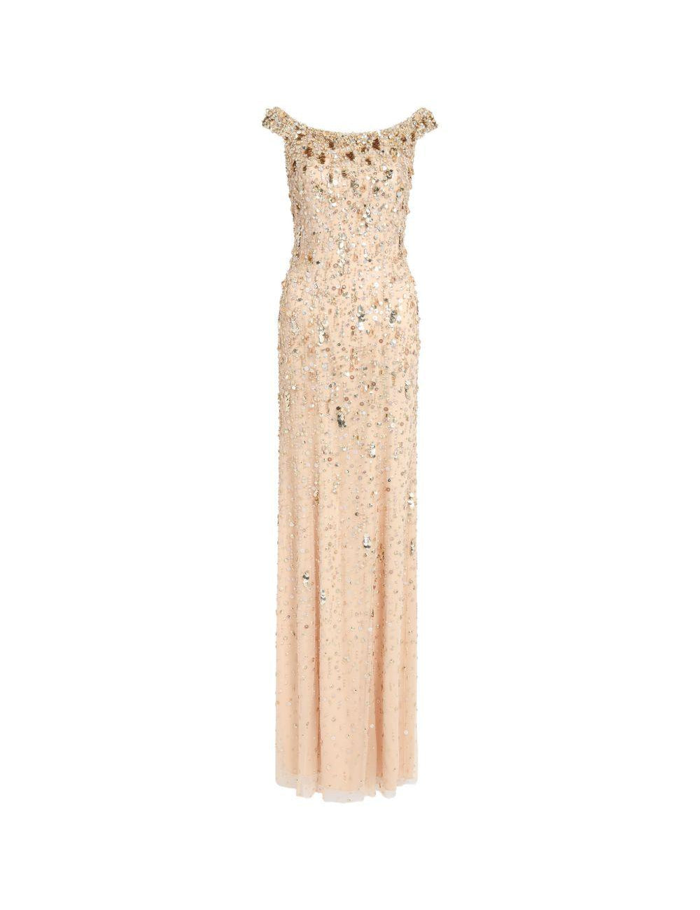 Abito da sera jessie con cristalli in oro Jenny packham- donna 