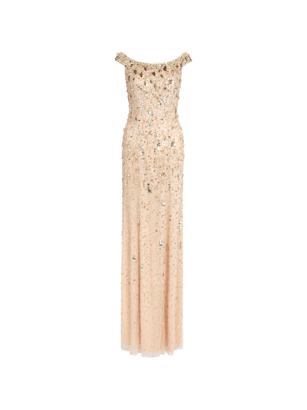Abito da sera jessie con cristalli in oro Jenny packham- donna 
