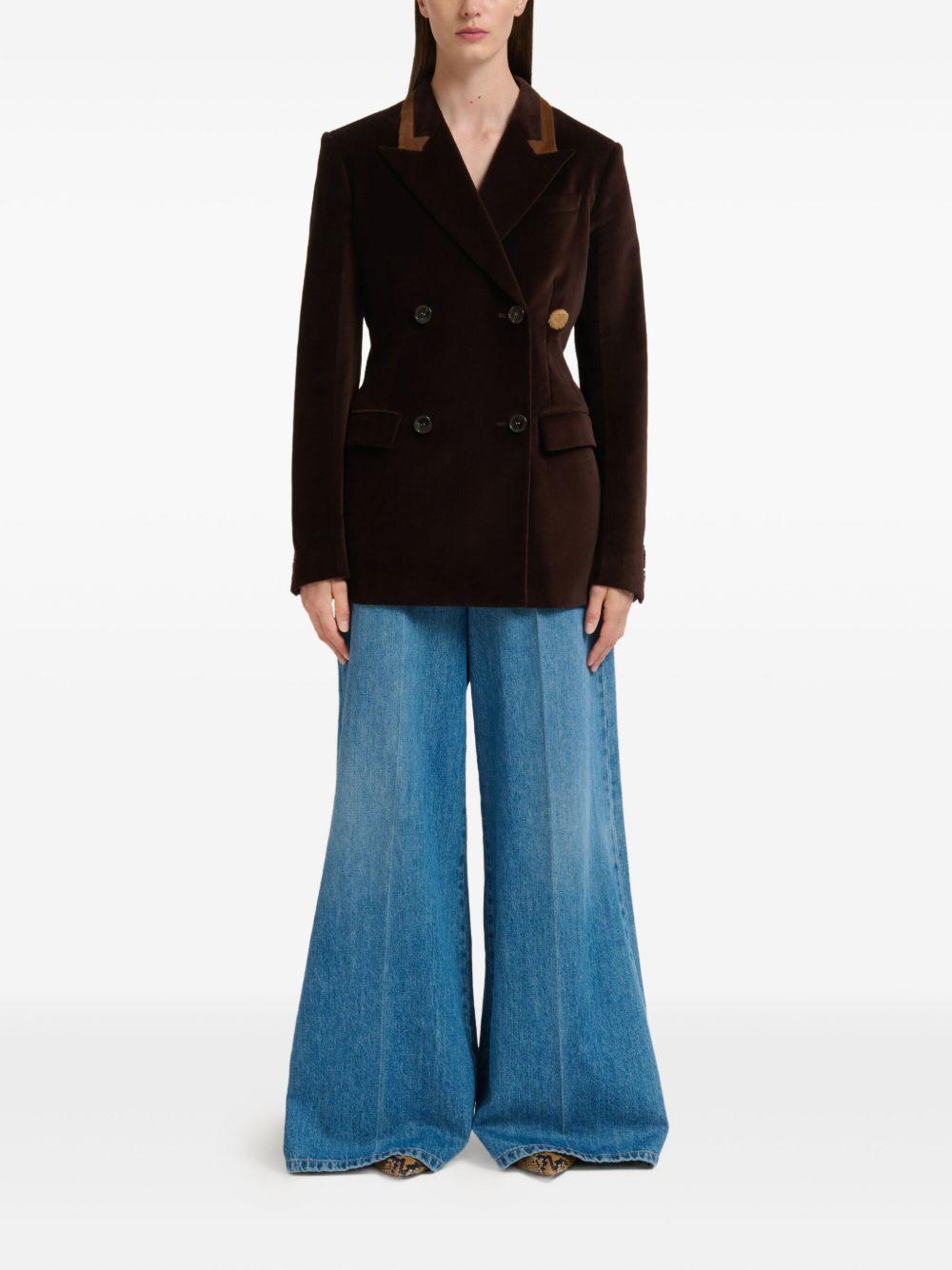Blazer in velluto con colletto a contraso in marrone Marni - donna 