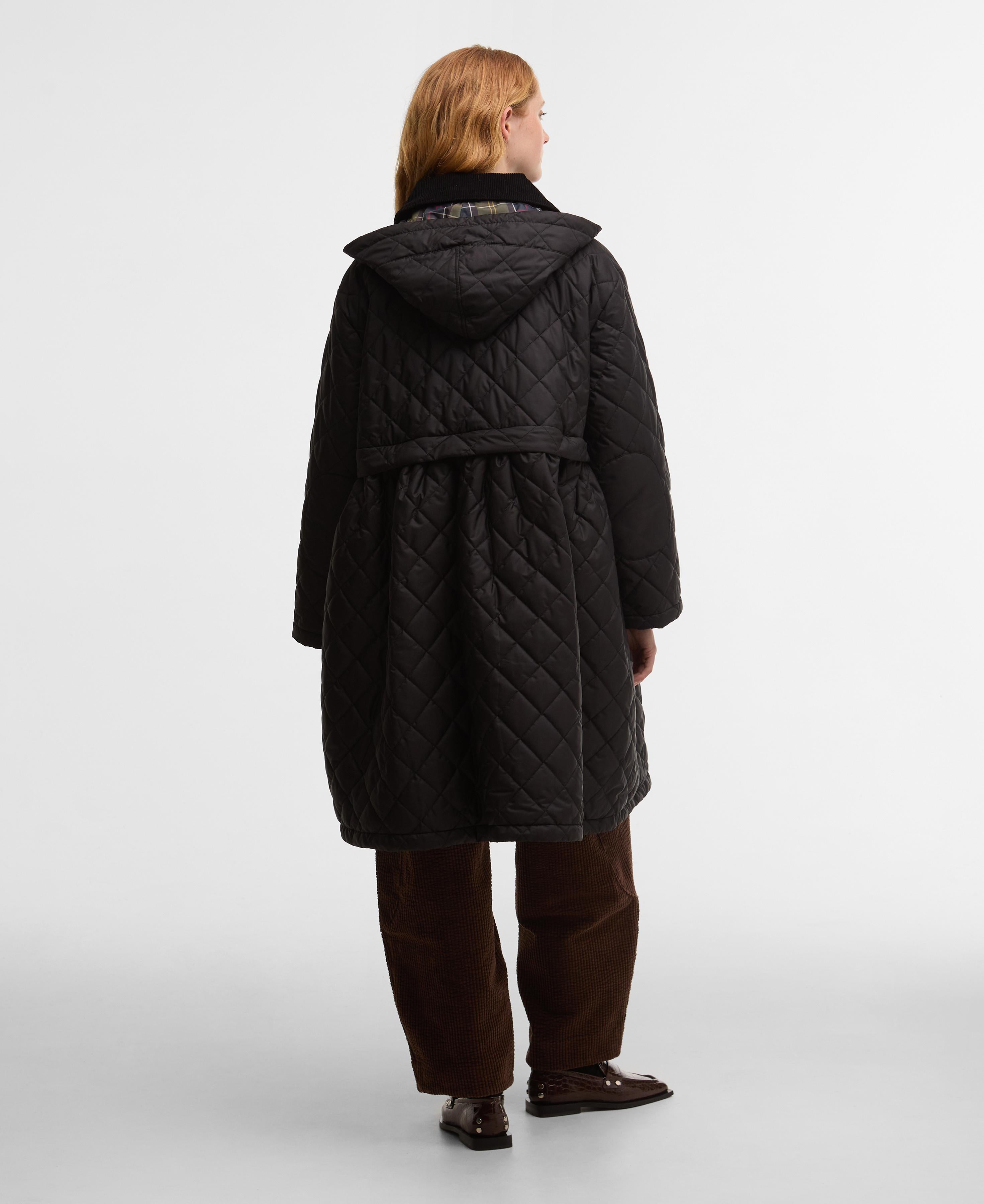 Giacca trapuntata lunga con peplo Barbour x Ganni - donna 