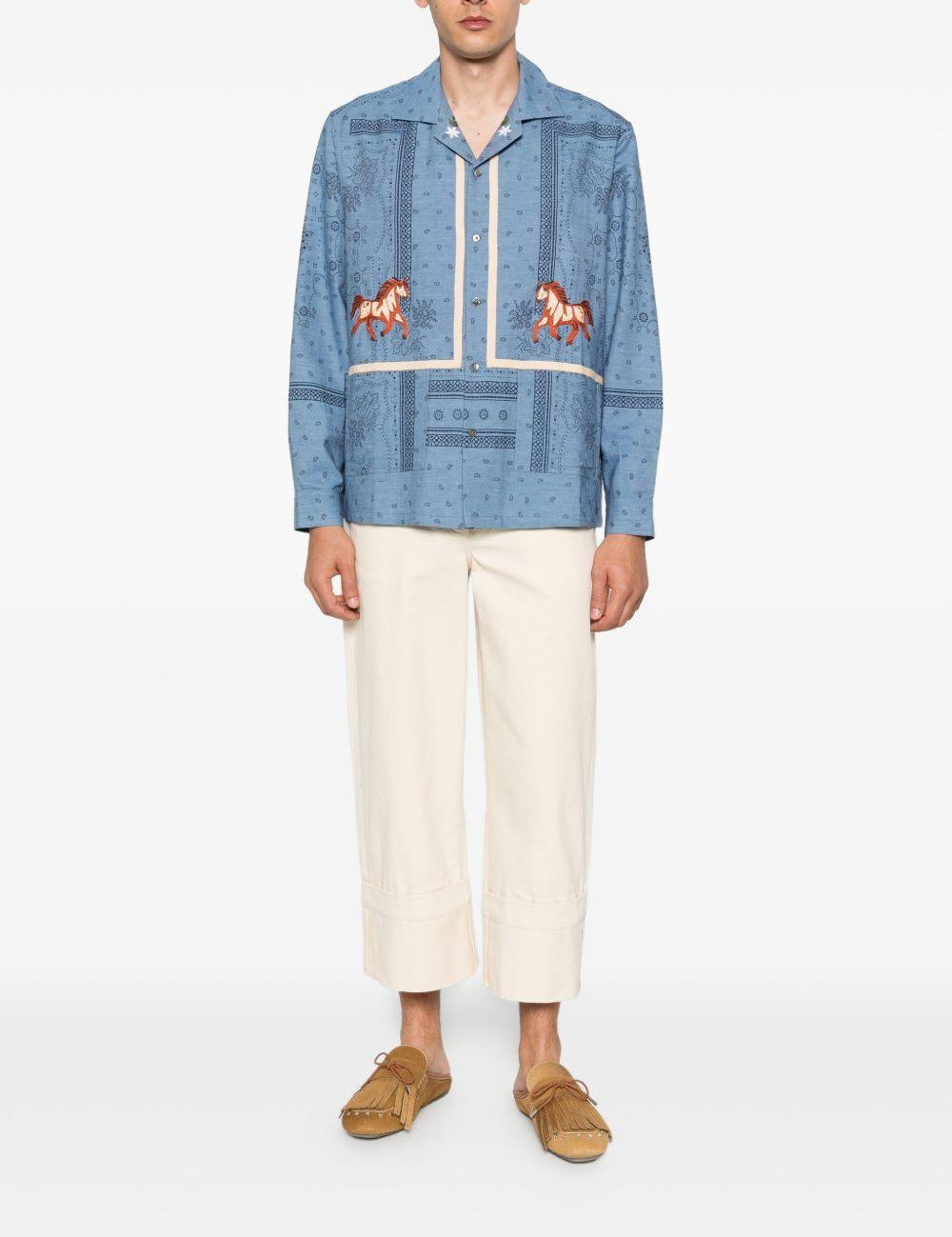 Camicia con motivo cavallo  in blu Baziszt - uomo 