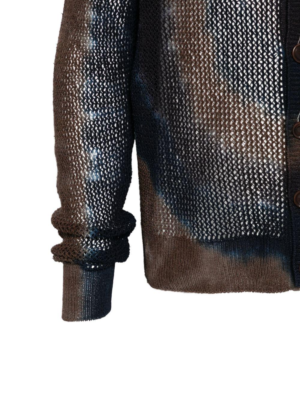 Cardigan con design tie-dye in marrone Khoki - uomo 