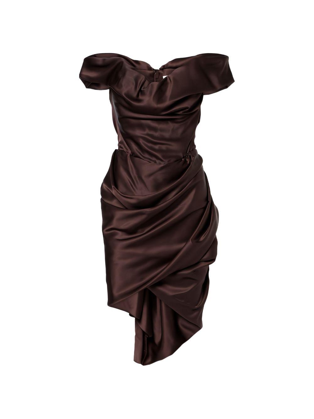 Abito mini asimmetrico Nova Cora in raso in marrone Vivienne Westwood - donna 