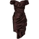Abito mini asimmetrico Nova Cora in raso in marrone Vivienne Westwood - donna 