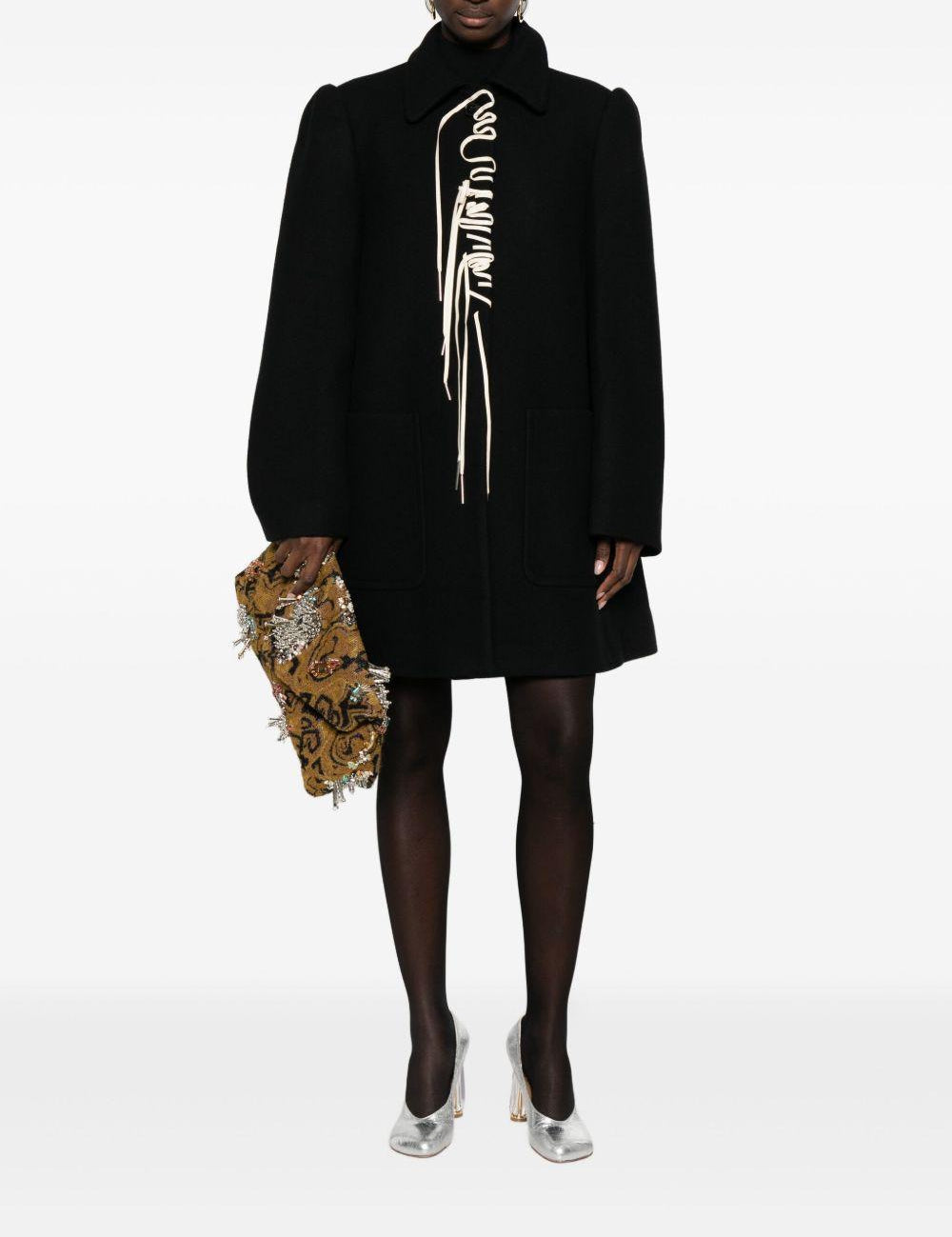 Cappotto in misto lana con lacci in nero Dries van noten - donna 