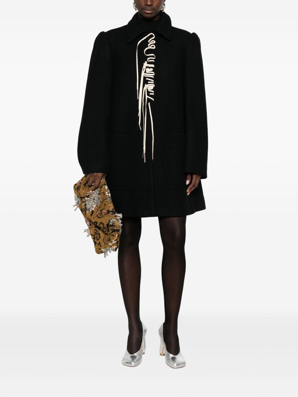 Cappotto in misto lana con lacci in nero Dries van noten - donna 