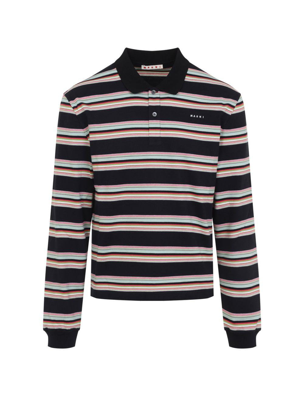 Polo a righe con logo multicolore 