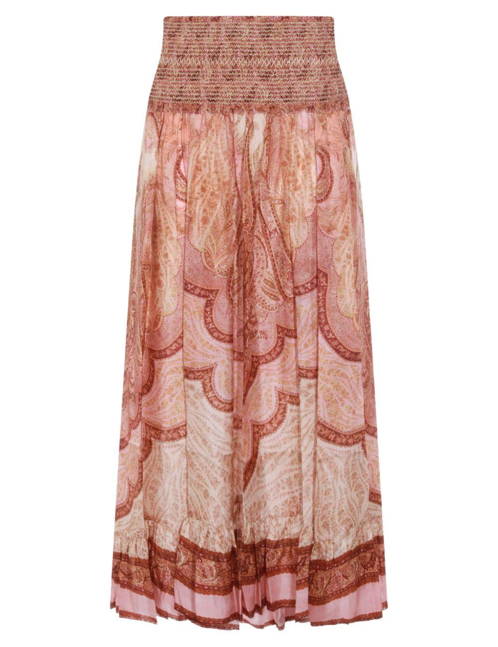 Gonna midi con stampa paisley in rosso Zimmermann - donna 