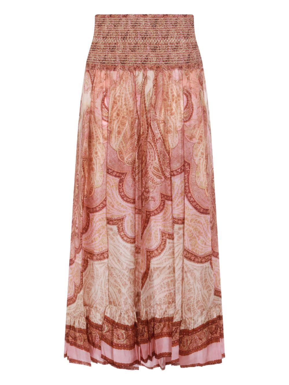 Gonna midi con stampa paisley in rosso Zimmermann - donna 