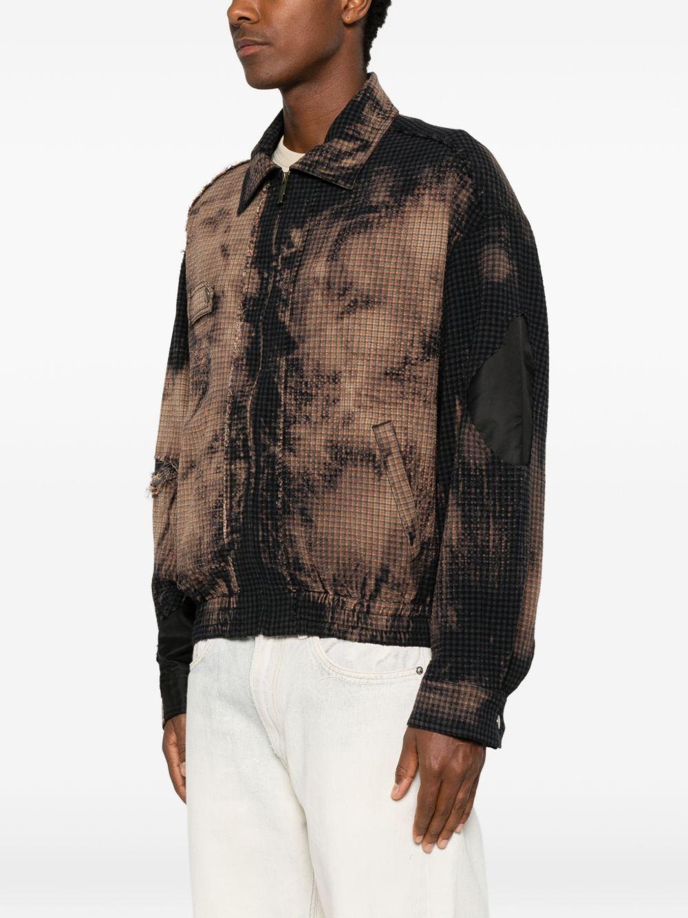 Giacca tie-dye con effetto vissuto in nero e kaki Feng chen wang - uomo 