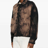 Giacca tie-dye con effetto vissuto in nero e kaki Feng chen wang - uomo 