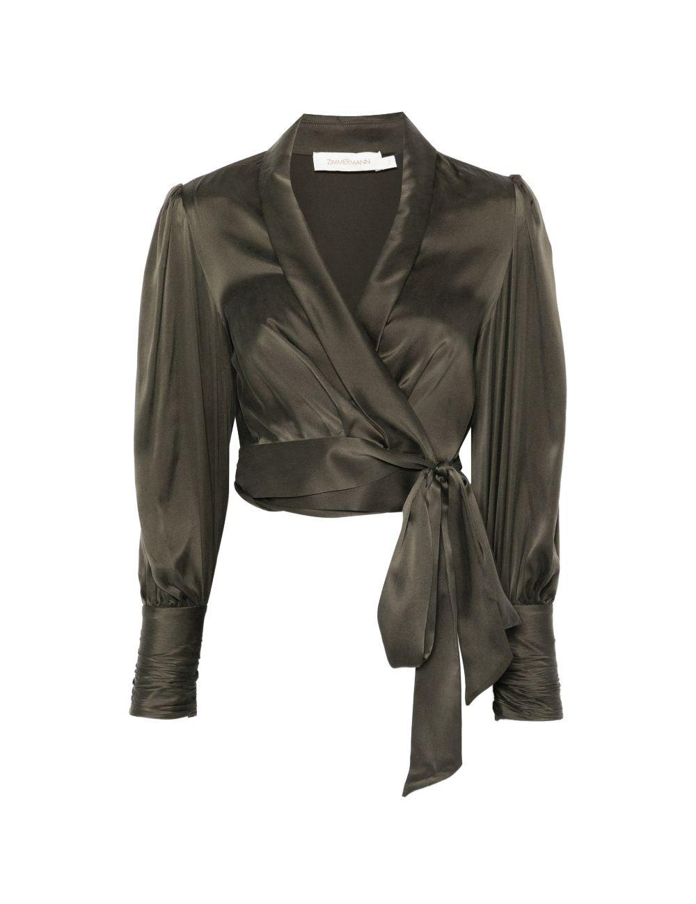Blusa a portafoglio in verde oliva Zimmermann - donna 