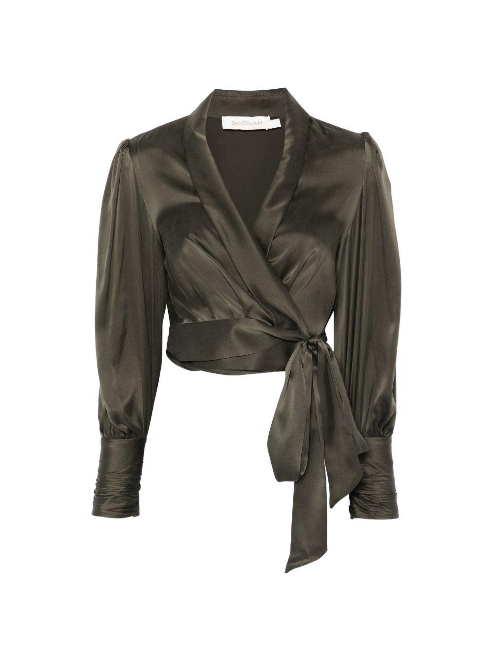 Blusa a portafoglio in verde oliva Zimmermann - donna 