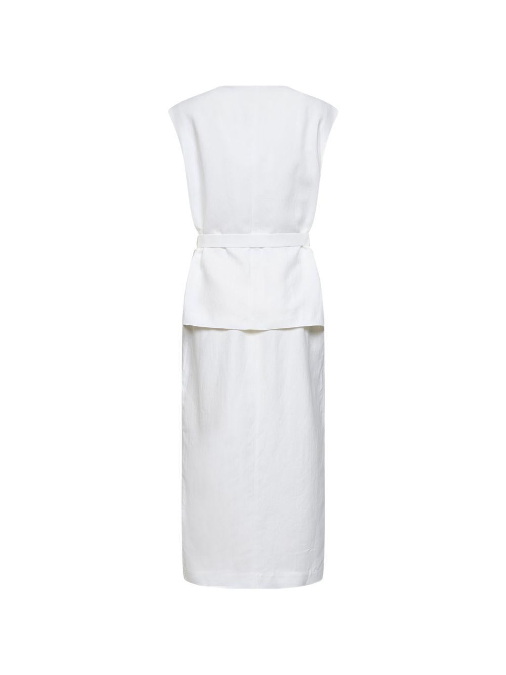 Abito midi con scollo a V in bianco Brunello cucinelli - donna 