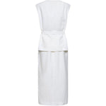 Abito midi con scollo a V in bianco Brunello cucinelli - donna 