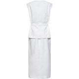 Abito midi con scollo a V in bianco Brunello cucinelli - donna 