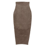 Gonna midi in pelle a vita alta in marrone Rick owens - donna 