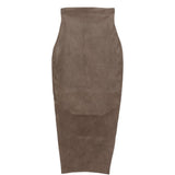 Gonna midi in pelle a vita alta in marrone Rick owens - donna 
