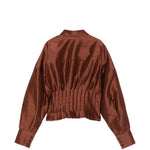 Camicia con vita a pieghe e finitura satinata in marrone Shushu/tong - donna 