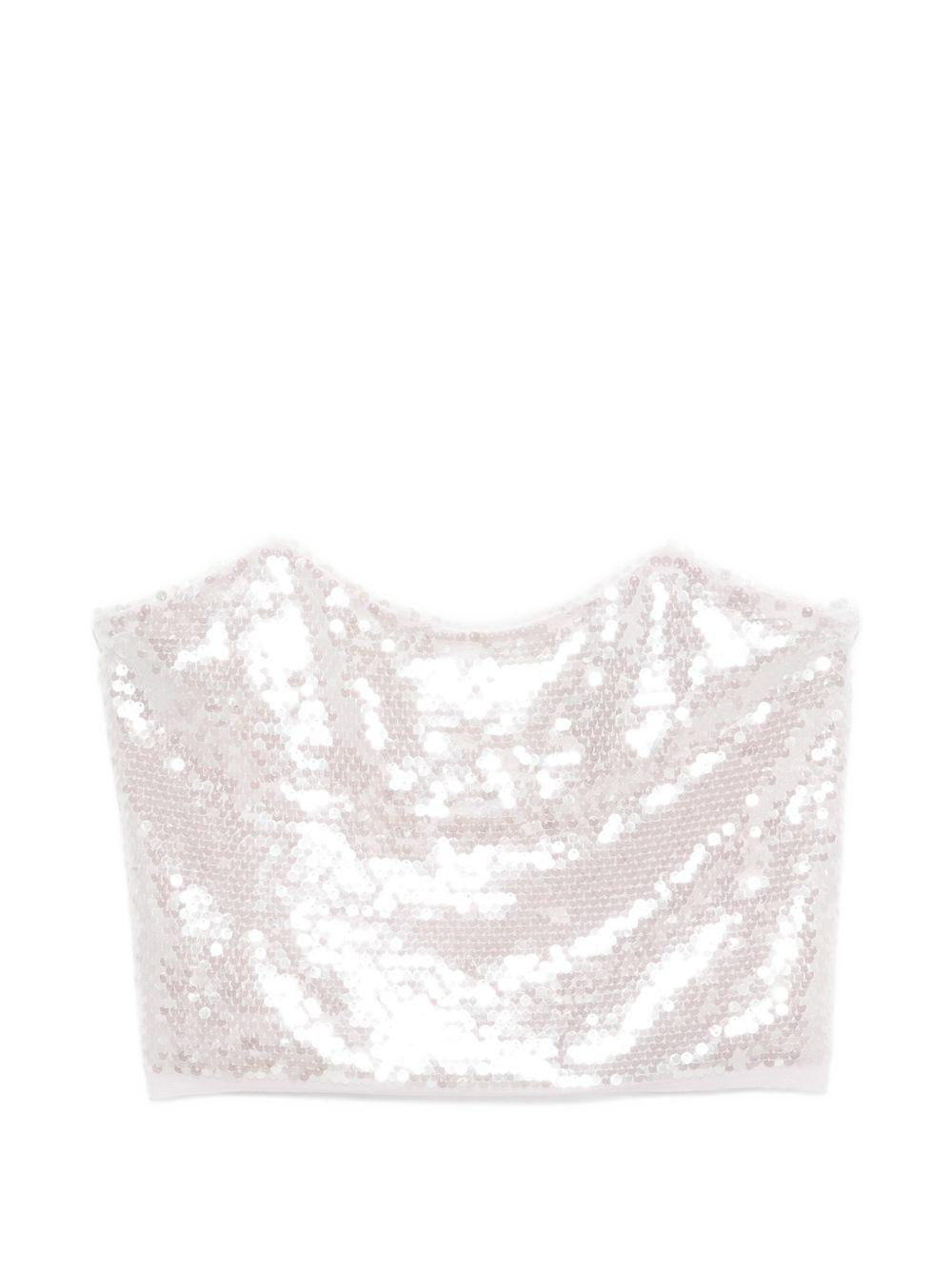 Top con spalline e paillettes in argento Forte forte - donna 