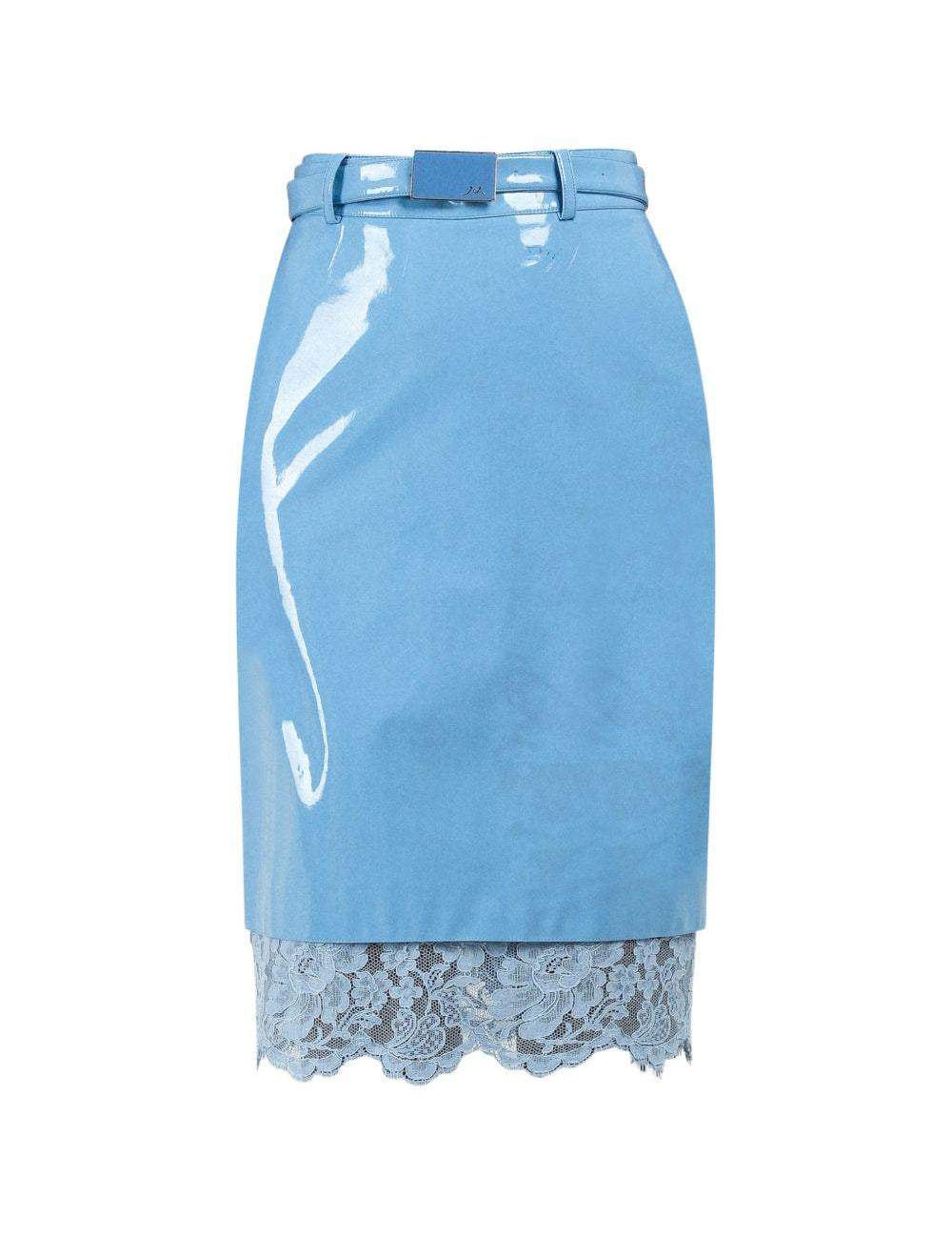 Gonna midi con dettaglio in pizzo in celeste Rowen rose - donna 