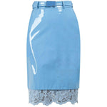 Gonna midi con dettaglio in pizzo in celeste Rowen rose - donna 