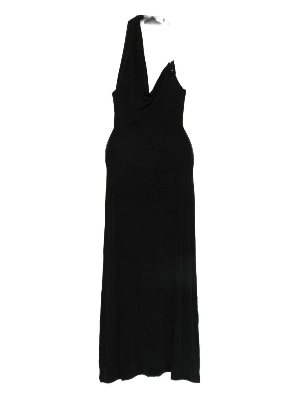 Abito lungo con scollo halter in nero Aya Muse - donna 