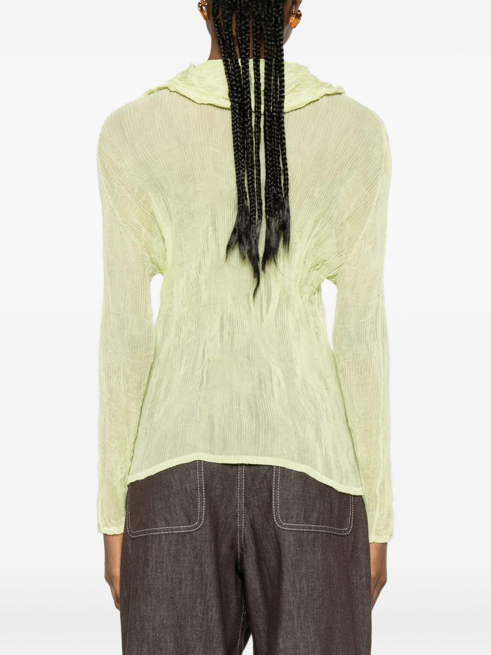Top a maniche lunghe con design plissettato in verde lime Issey miyake  - donna 