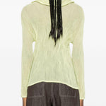 Top a maniche lunghe con design plissettato in verde lime Issey miyake  - donna 