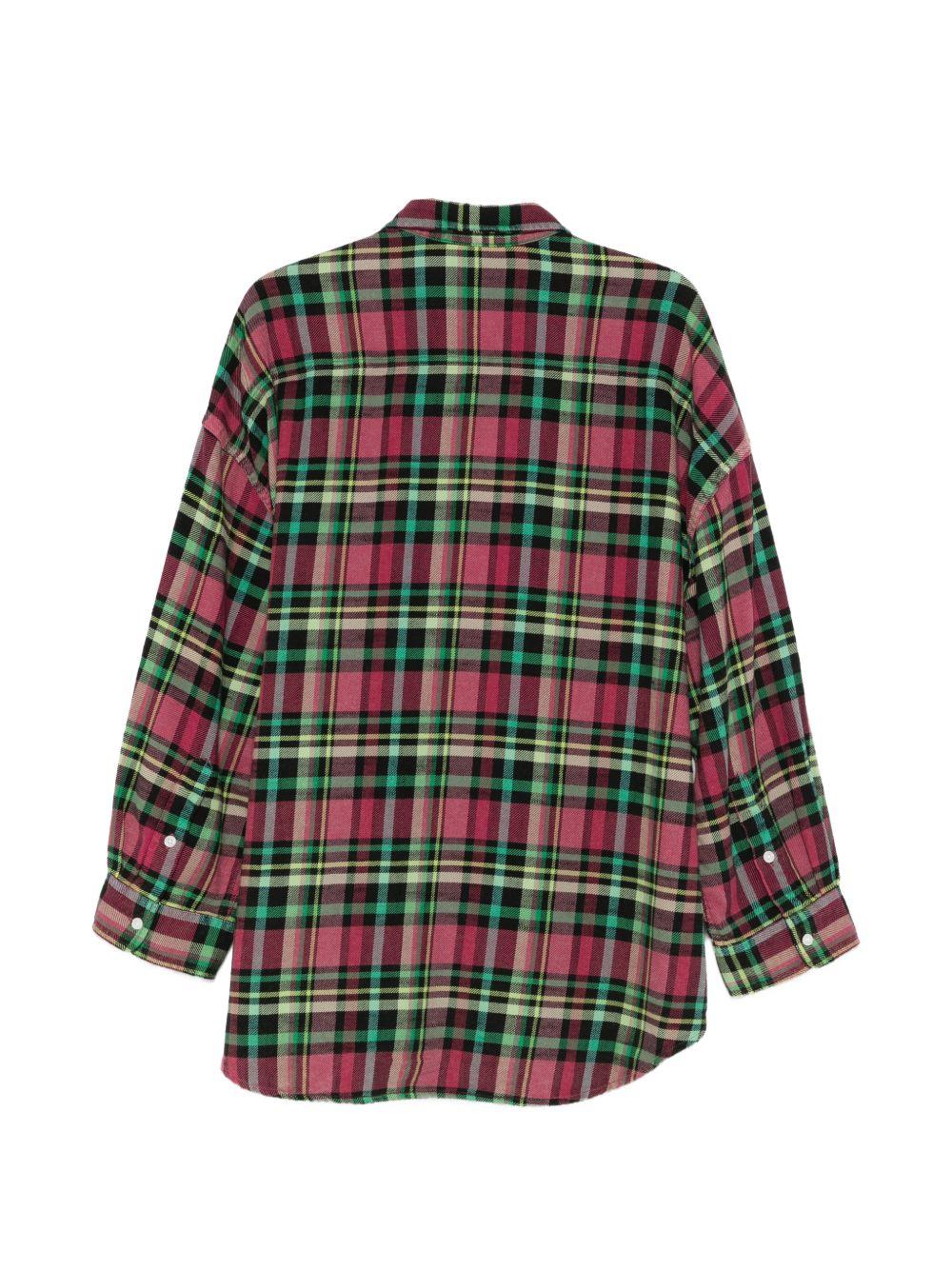 Camicia a quadri con taschino in rosa R13 - donna 