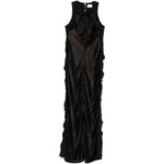Abito midi con frange in nero Haikure - donna 
