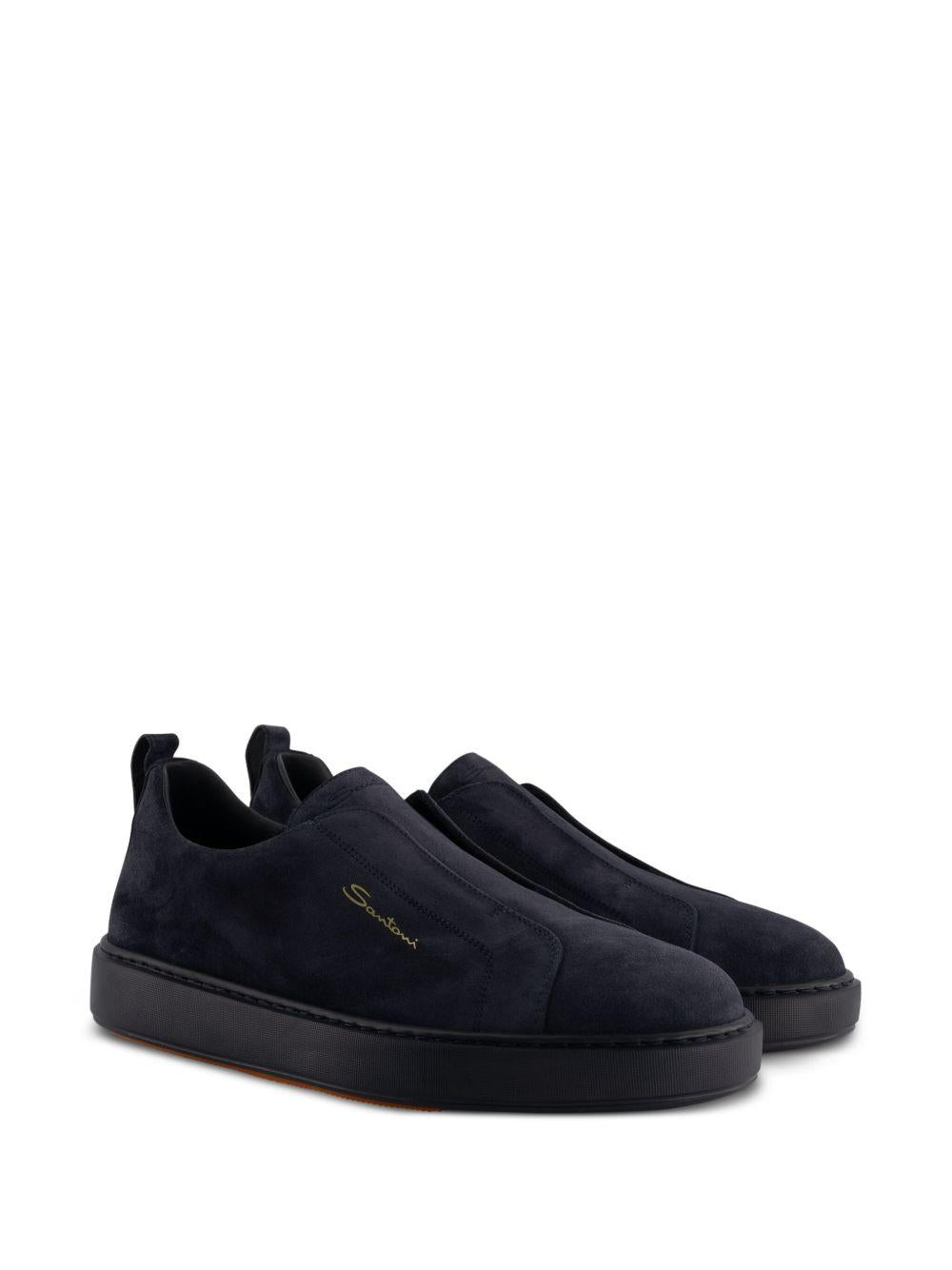 Sneakers senza lacci in suede in nero Santoni - uomo 