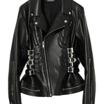 Giacca in pelle con fibbie in nero Undercover - donna 