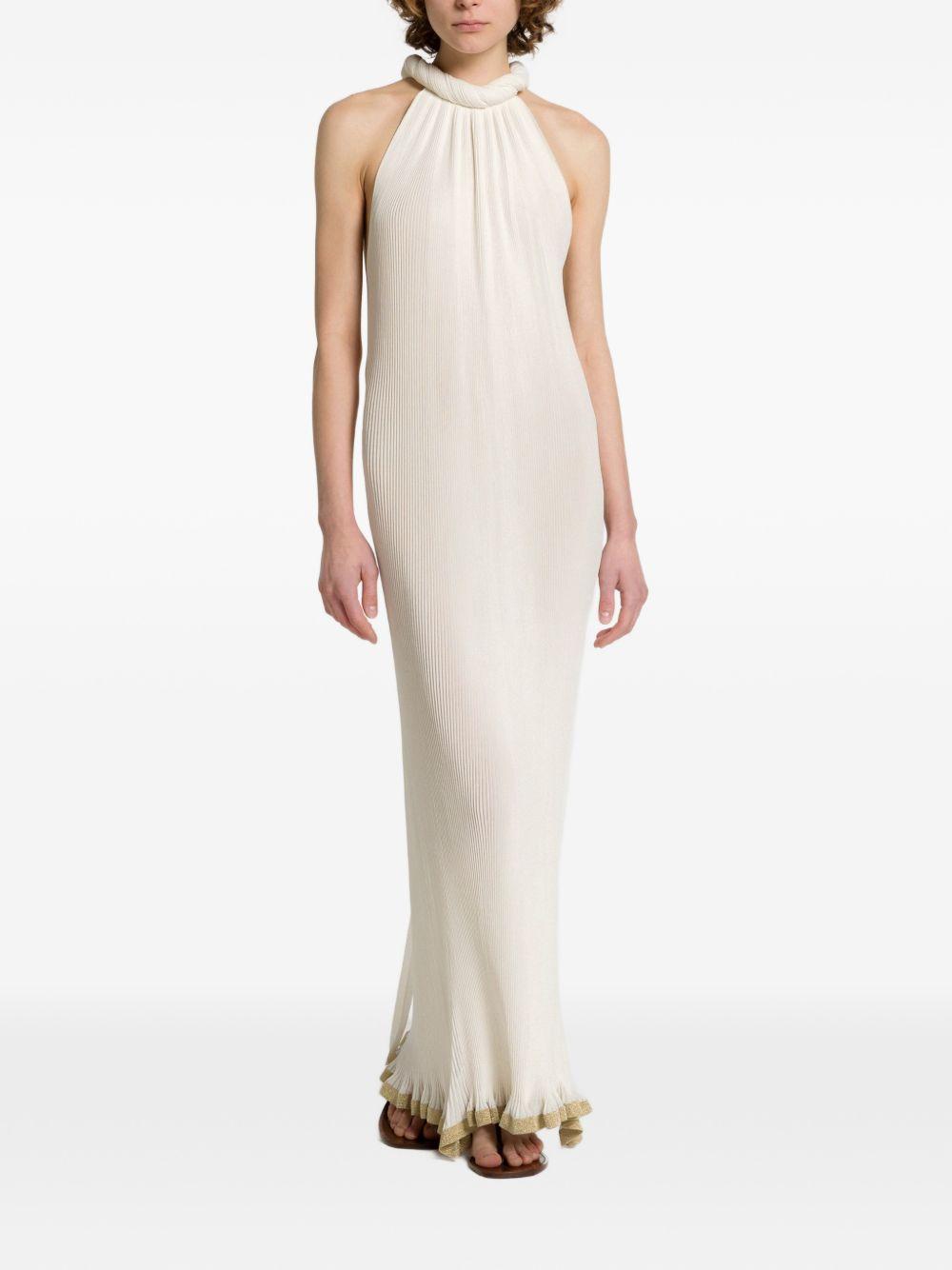 Abito lungo in maglia plissettata avorio Alberta Ferretti - donna 